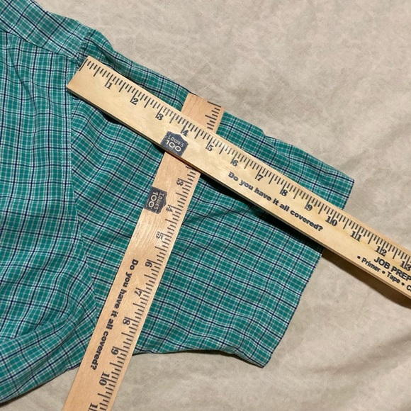 Chaps by Ralph Lauren Stretch Easy Care Plaid Button Up Shirt | Navy Blue Check - Picture 3 of 15